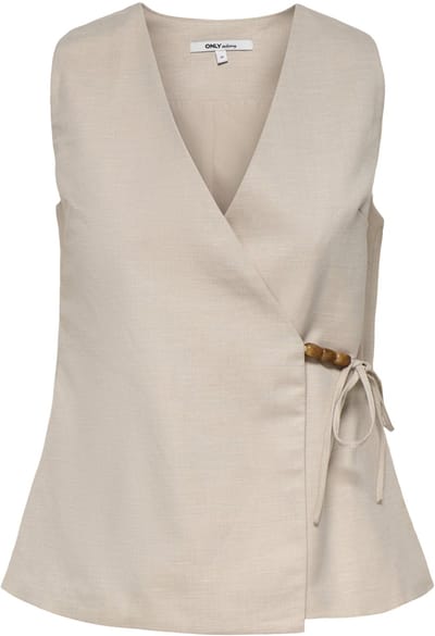 Only beige dames vest   Overslag halslijn   Regular fit   Strikkoordsluiting   Duurzaam   Mouwloos Beige 38