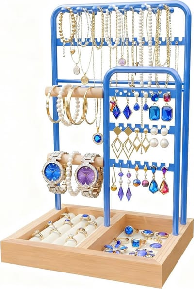 SnelShoppen - Sieradenstandaard Kettingenhouder Sieradenboom Velvet Sieraden Tray Met Opbergbasis Kettingenopbergstand Voor Kettingen Armbanden Ringen