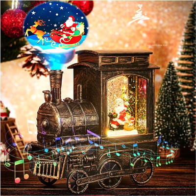 Kerst Lantaarn Sneeuwbol Met Kerstman Projector - Muziek En Vintage Glittering Water Sneeuwen Wereldbol - Nacht Licht USB En Batterij Geactiveerd - Perfect Kerstdecoratie En Kerstcadeau