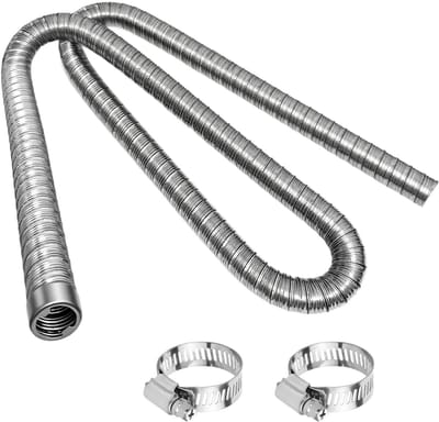 Virtubuy - Afvoerbuis voor Stroomgenerator - 150 cm x 24 mm - Inclusief 2 Slangklemmen - Ideaal voor Standkachels - Geschikt voor Brandstoftanks