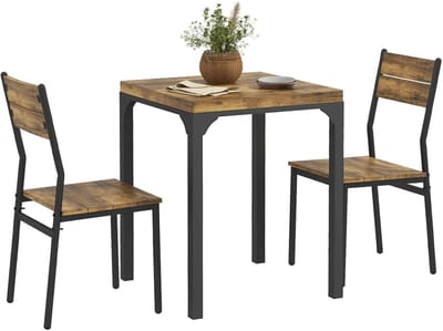 Delightness Eettafelset - Eettafel - 2 Stoelen - 3 Delig - Industriële Stijl - Eetkamer - Woonkamer - Meubels - Hout - Zwart