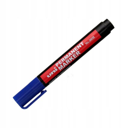 Uni Permanent Marker Blauw 380B Schuin Punt - 12 Stuks