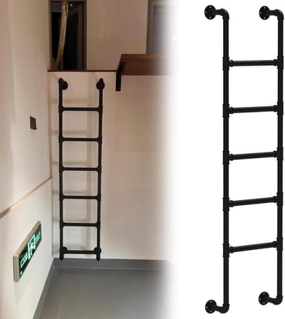 Metalen Wandtrap - Zolderladder Smeedijzer - Veilige Toegang Creëren - Ruimtebesparend Ontwerp - 100-300cm Verstelbaar - Zwart