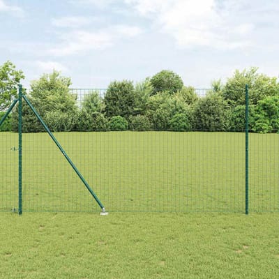 vidaXL - Euro-hek - met - grondpennen - 10 - x - 1,5 - m - PVC-Coated - Staal - Groen - Mesh