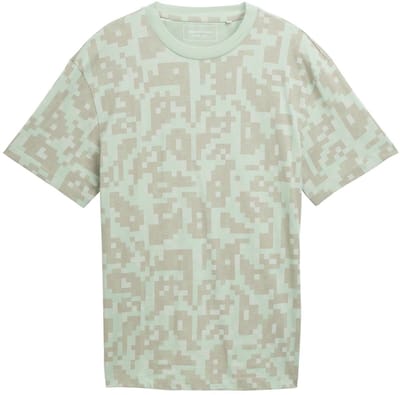 Tom Tailor Denim - Relaxed T-shirt met patroon - Maat M - mint green big pixel print