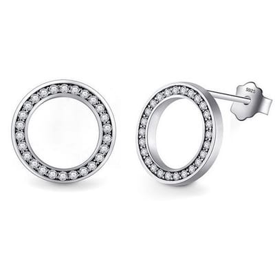Cilla Silver dames oorknoppen 925 Zilver Open Circle Zilver