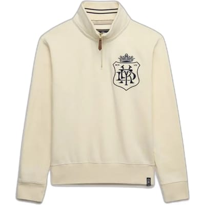 Superdry Gothic Varsity Half Zip Sweater Relaxed Pasvorm Crème Grootte: XL