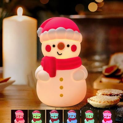 Sneeuwpop nachtlampje voor kinderen, 7 kleuren zachte siliconen lamp, dimbaar nachtkastje met timers, schattige kerstcadeaus voor baby en peuter, kinderkamer verlichting