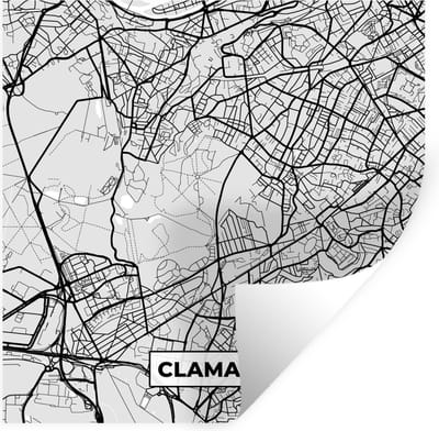 Muurstickers - Sticker Folie - Kaart - Stadskaart - Clamart - Plattegrond - Frankrijk - 100x100 cm - Plakfolie - Muurstickers Kinderkamer - Zelfklevend Behang XXL - Zelfklevend behangpapier - Stickerfolie