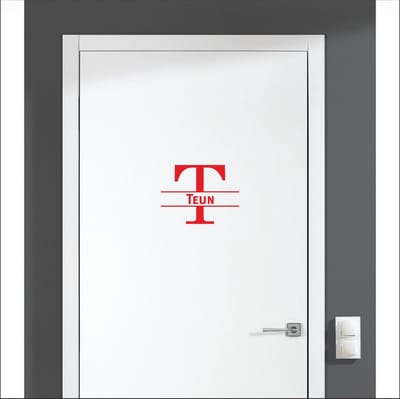 Deursticker Met Naam -  Teun - Rood