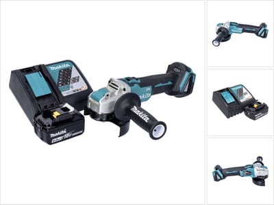 Makita DGA 521 RG1X1 accu haakse slijper 18 V 125 mm X-LOCK Brushless + 1x accu 6,0 Ah + oplader