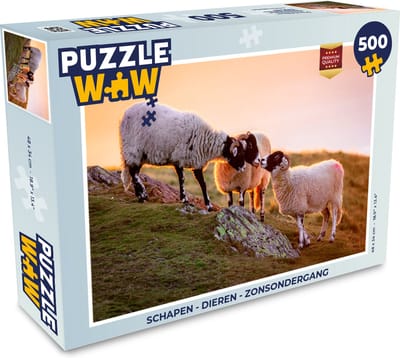 Puzzel Schapen - Dieren - Zonsondergang - Legpuzzel - Puzzel 500 stukjes