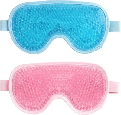 Koel Gel Oogmasker Set van 2 - Verstelbaar Oogmasker met Gelkorrels voor Vermoeide Ogen - Herbruikbaar Slaapmasker voor Warm en Koud Kompres - Ideaal voor Ontspanning en Vermindering van Wallen