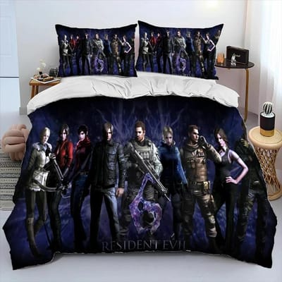 3D R-Resident Evil Games Gamer Dekbedovertrek Beddengoedset, Dekbedovertrek Bedset Dekbedovertrek Kussensloop, King Queen Maat Beddengoedset Jongens 135x200cm 2pcs