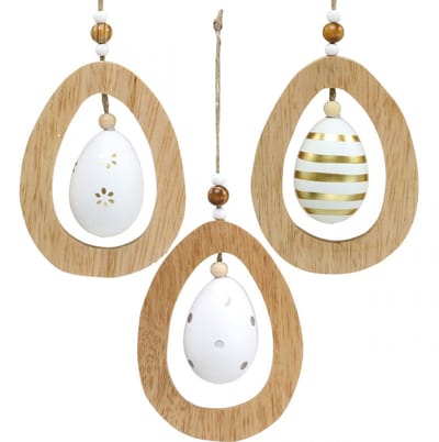 Paasei om op te hangen met patroon eieren Paasdecoratie H12cm 3 st, 3