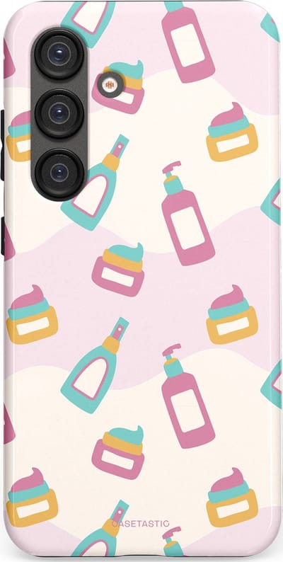 Casetastic Hoesje Geschikt voor Samsung S25 - Stijlvolle Beschermende Duo-layer Case - Bubbels & Borstels - Clean Girl - Makeup