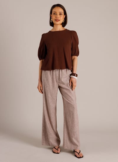 YEST Maja Tops - Coffee Brown - maat 42