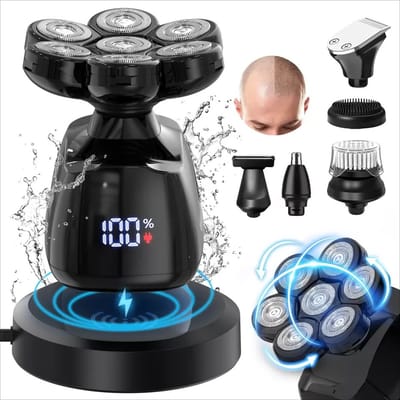Seastone - Scheerapparaat Mannen 6-in-1 multifunctioneel hoofscheerapparaat van Sejoy – Trimmer - Tondeuse - Nat & Droog - Face and Head Shaver -Elektrische neus Trimmer – Hoofd Kaal Scheren - Draadloos Opladen - Opzetstukken