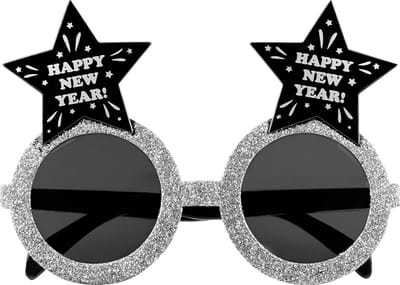 Boland - Partybril 'Happy new year!' Zilver - Volwassenen - Geen verkleedthema -