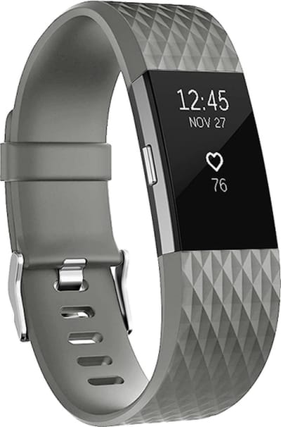 By Qubix - Compatible Fitbit bandje - Geschikt voor fitbit Charge 2 siliconen bandje - Maat: Large - Donkergrijs - Horlogeband - smartwatchbandje