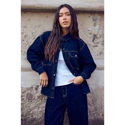 boohoo Dames Oversized Spijkerhemd | Indigo | Maat: 6
