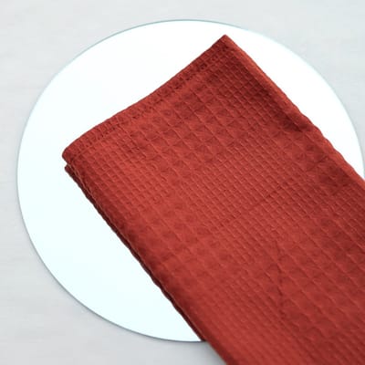 4 stuks servettendoekje, katoenen wafelruitjes en servetten, kerstvouw voor een hoteldoekje met versierde servettendoekje, geschaafd oranje 38CM
