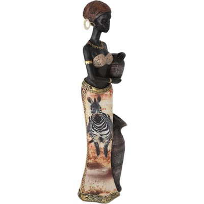 Statue de femme africaine en résine faite à la main, figurine tribale vintage réaliste et mystérieuse black