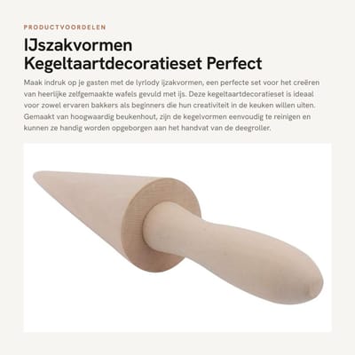 Dailygoods- Kegelvormen Hoogwaardig Beukenhout - Bakgereedschap - IJszakvormen - Doe-het-zelf - Wafelroller - Eenvoudige Reiniging - Bakvorm