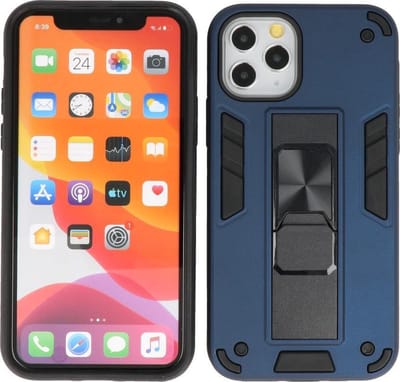 iPhone 11 Pro Max Hoesje - Tough Armor Hardcase - Telefoonhoesje Met Standfunctie - Bestcases Backcover - Navy
