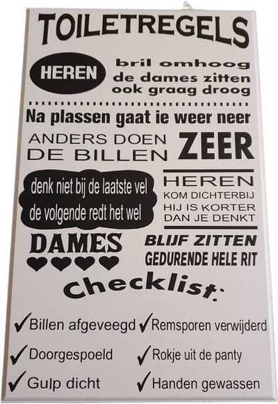 Tekstbord - wandbord Spreukbord Quotebord Toilet WC Seats Badkamer Cadeau Geschenk Vaderdag Moederdag Verjaardag Spreukborden Spreuk Borden Quoteborden Wand Decoratie Quote Bord Muur Decoratie Hout Tekst Wanddecoratie Handgemaakt