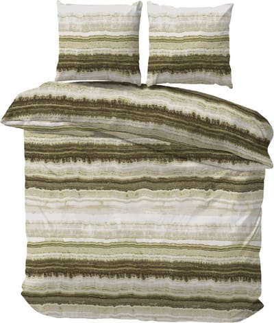 iSleep Dekbedovertrek Riff - Eenpersoons - 140x200/220 cm - Khaki Groen