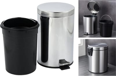 PD® Prullenbak - RVS - 5 liter - met Voetpedaal - Ideaal voor Toilet / Badkamer / Camping / Camper