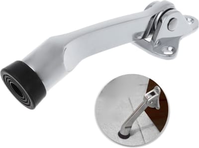 Deurstopper - deurvastzetter - garagestopper - zilver metaal met rubber voet - voetbediening - buiten en binnenhuis