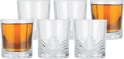 Excellent Houseware Drinkglazen Palm Springs - 6x - helder transparant - glas - 230 ml - met glas decoraties