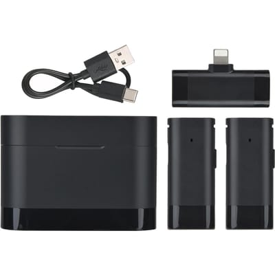 Draadloze clip-on microfoon Draadloze microfoonontvanger en 2 zenders met oplaaddoos voor Type-C iOS Interface