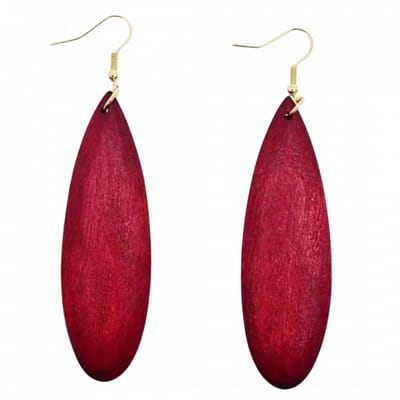 Zilver lange oorbellen - Luci - Rood- 7 cm- hout - Charme Bijoux