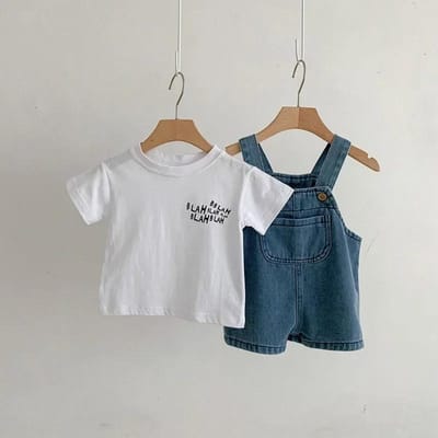 0-3 Jaar Peuter Baby Jongen Kleding Sets Zomer Korte Mouw Baby Tops T-shirt Overall Broek Casual Baby Meisje Outfits Kleding 12M gray