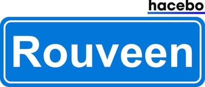Hacebo - Plaatsnaam Sticker - 29x10 CM - Rouveen sticker - Verkeersborden sticker - grappige cadeaus - Rouveen