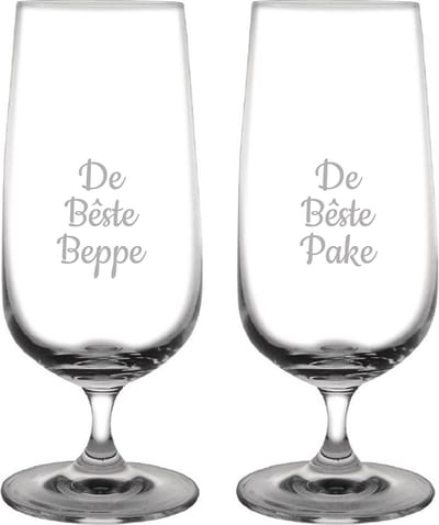Gegraveerde bierglas op voet 41cl De Bêste Pake-De Bêste Beppe
