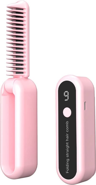 Stijlborstel - opvouwbare stijlborstel, baardstijltang voor mannen, elektrische mini-baardstijltang, draadloze stijltang voorkomt trekken, snel opwarmen, 9 temperatuurinstellingen