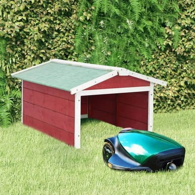 vidaXL - Overkapping - voor - grasmaaier - 72x87x50 - cm - vurenhout - rood - en - wit