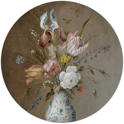 Glasschilderij Van der Ast - Stilleven vaas met bloemen - Ø 50 - Glas - REINDERS