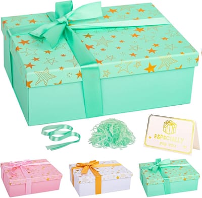 Dailygoods - Een prachtig vormgegeven grote geschenkdoos met deksel (25 x 18 x 9 cm). Ideaal voor verjaardagen, bruiloften en Valentijnsdag. Inclusief wenskaart en schuurpapier. (WJX-groen)