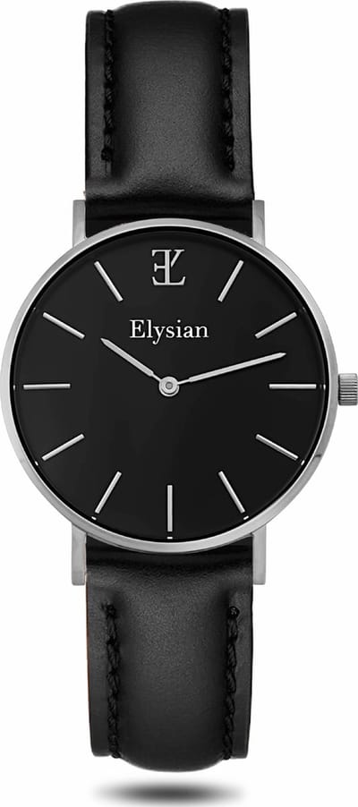 Elysian Horloge Dames Zilver - 36mm - Leren Band - 5ATM Waterdicht - Cadeau voor vrouw