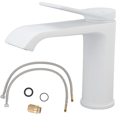 Spoelbak Kraan G1/2 Schroefdraad Warm Koud Water Kraan Wit Lekbestendig Corrosiebestendig Badkamer Spoelbak white