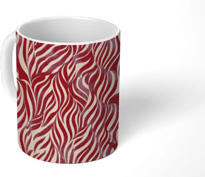 Mok - Koffiemok - Golvende vormen - Abstract - Rood - Mokken - 350 ML - Beker - Koffiemokken - Theemok
