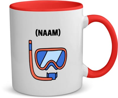 Akyol - duikbril met eigen naam koffiemok - theemok - rood - Zwemmen - mensen die houden van zwemmen - gepersonaliseerde - sport - verjaardagscadeau - kado - gift - geschenk - verrassing - 350 ML inhoud