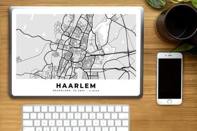 Laptop sticker - 15.6 inch - Kaart - Haarlem - Nederland - 36x27,5cm - Laptopstickers - Laptop skin - Cover