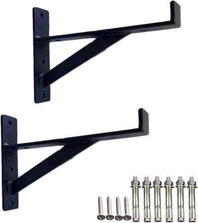 Plankbeugel Zwart - Wandbeugel Haakse Steun - Planken Ophangen - Lip Ontwerp - 25 cm - Zwart