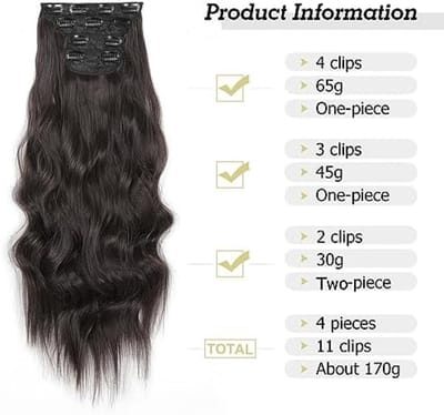 Clip-in Haarextensies - 20 Inch Golvend Synthetisch Haar